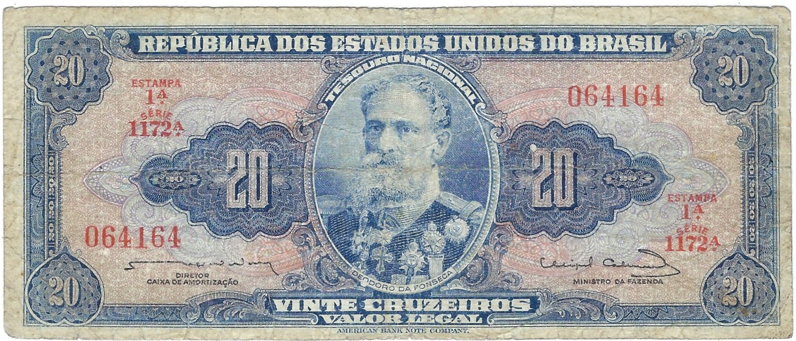 20 Cruzeiros (Thesouro Nacional; 1st print; "Valor Legal")